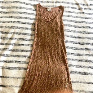 Haute Hippie Tan/Gold Beaded Tank Dress